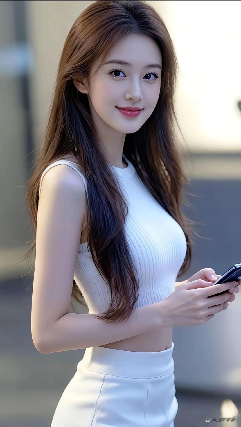 美女在户外写真，清晰的面容，精致的五官，高挑凸凹的身材，打扮随意，休闲穿