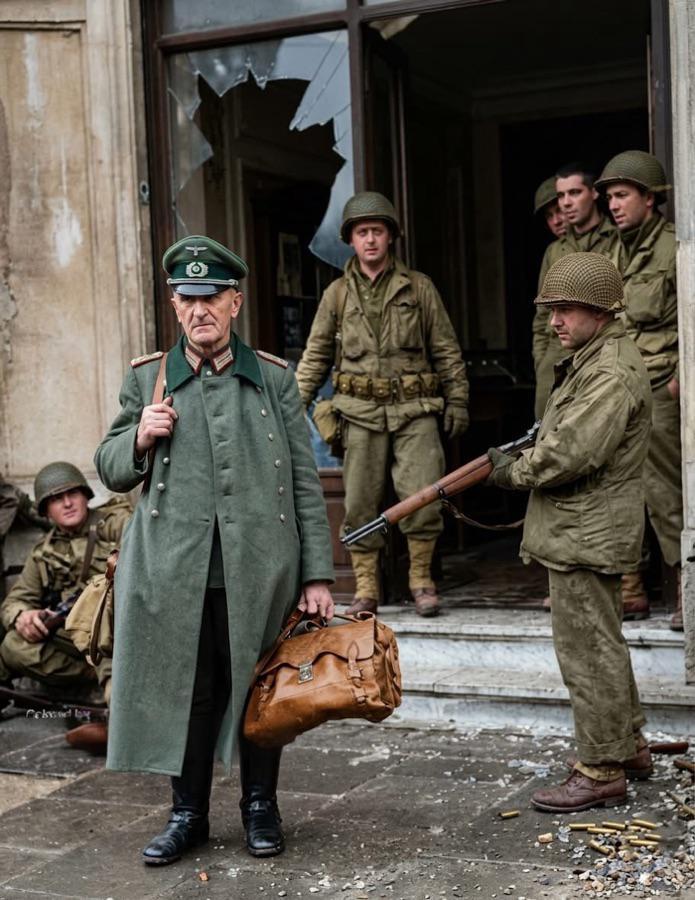 1944年，二战末期，法国梅斯，一名德军军官正被美军从当地一座酒店中强行带出，清