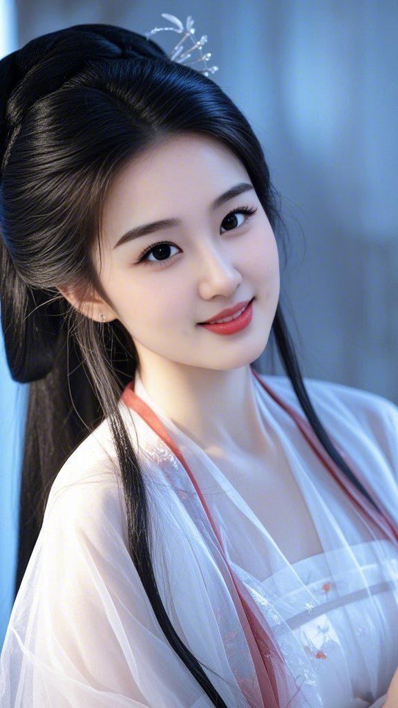 温柔古风少女，笑靥如花，古典优雅。