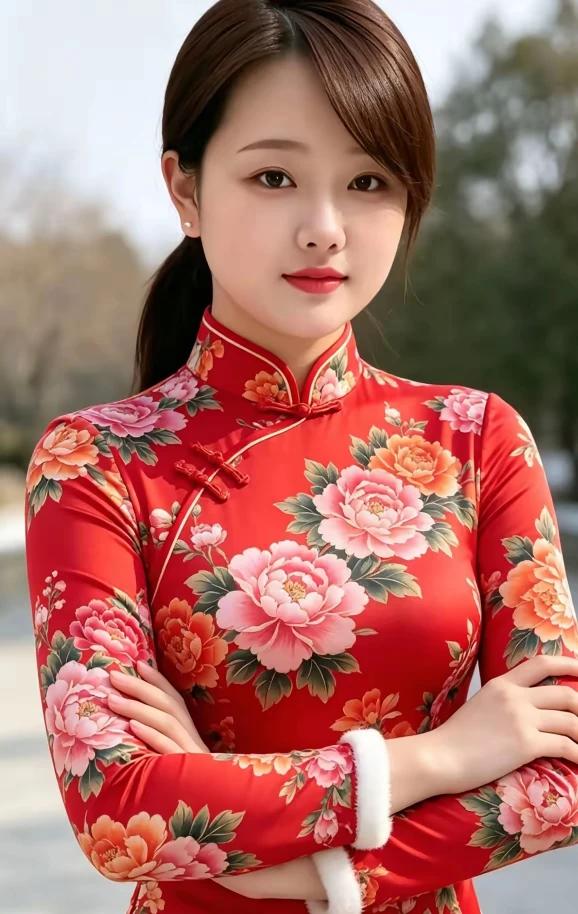 桃花映水春光暖枫叶红山秋意浓