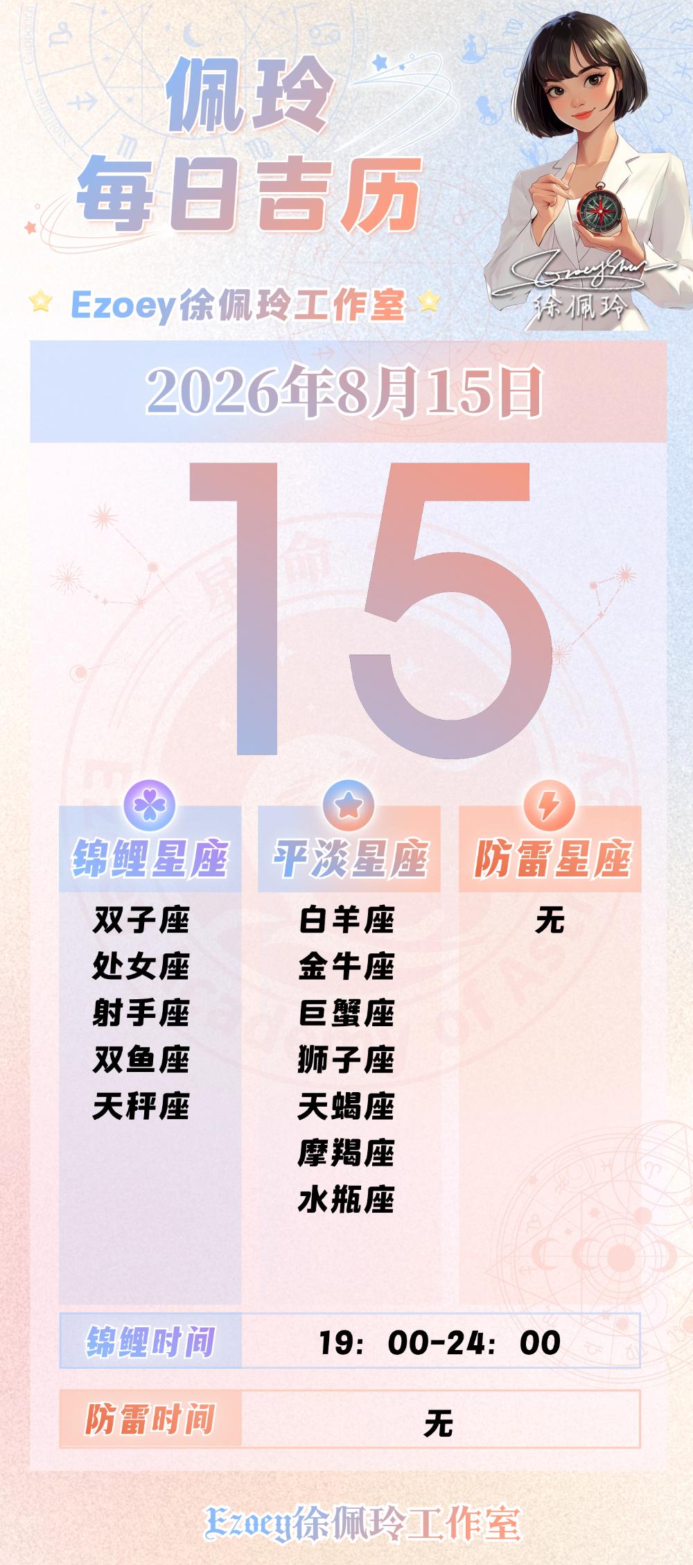 【8.15日播报】乐观助力日锦鲤星座：双子座、处女座、射手座、双鱼座、天秤座