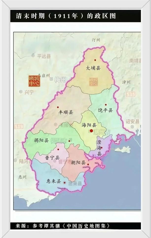 我们广东这里1911年有九个县的潮汕人。你们的潮州人在什么地方？我们这里九个