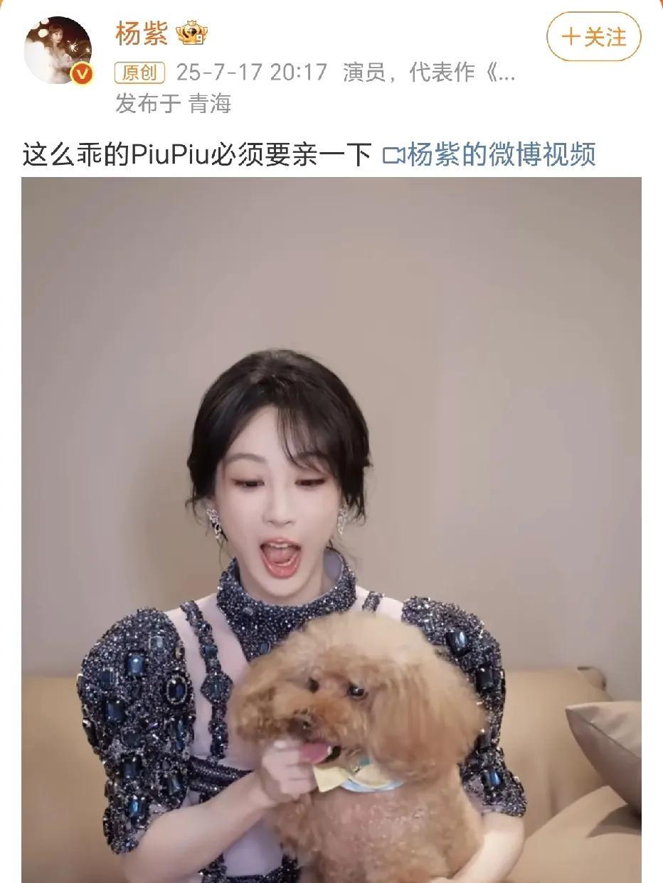 杨紫带PiuPiu一起跳手势舞！7月17日，杨紫在社交平台晒出了一段小视频，她