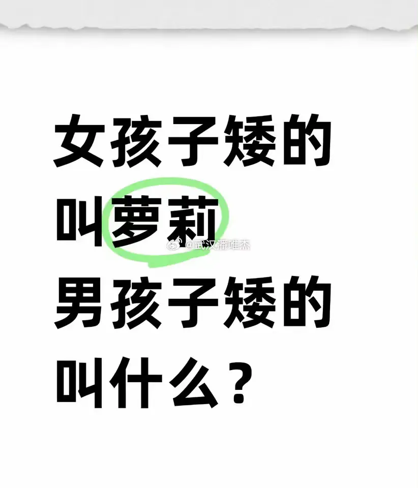 女孩矮的叫萝莉，男孩矮的叫什么？​
