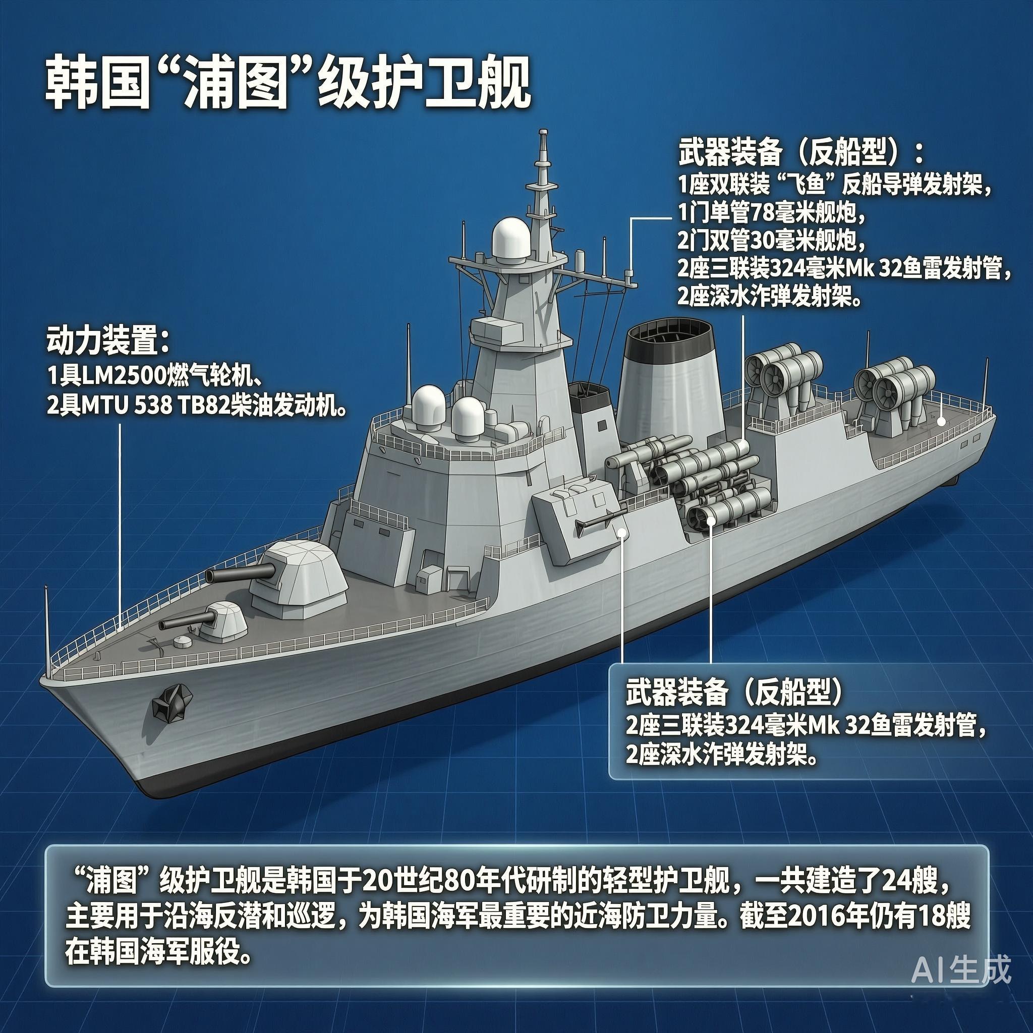 军事ai新视野韩国“浦项”级护卫舰“浦项”级护卫舰是韩国于20世纪80年代研