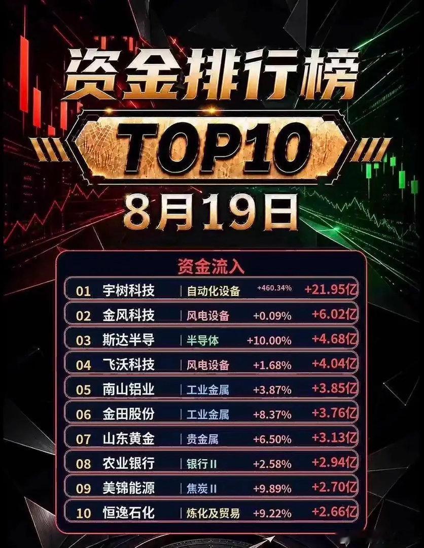 8.19资金TOP榜曝光！百亿资金大迁徙，市场风向彻底变了！从当日资金排行榜能够