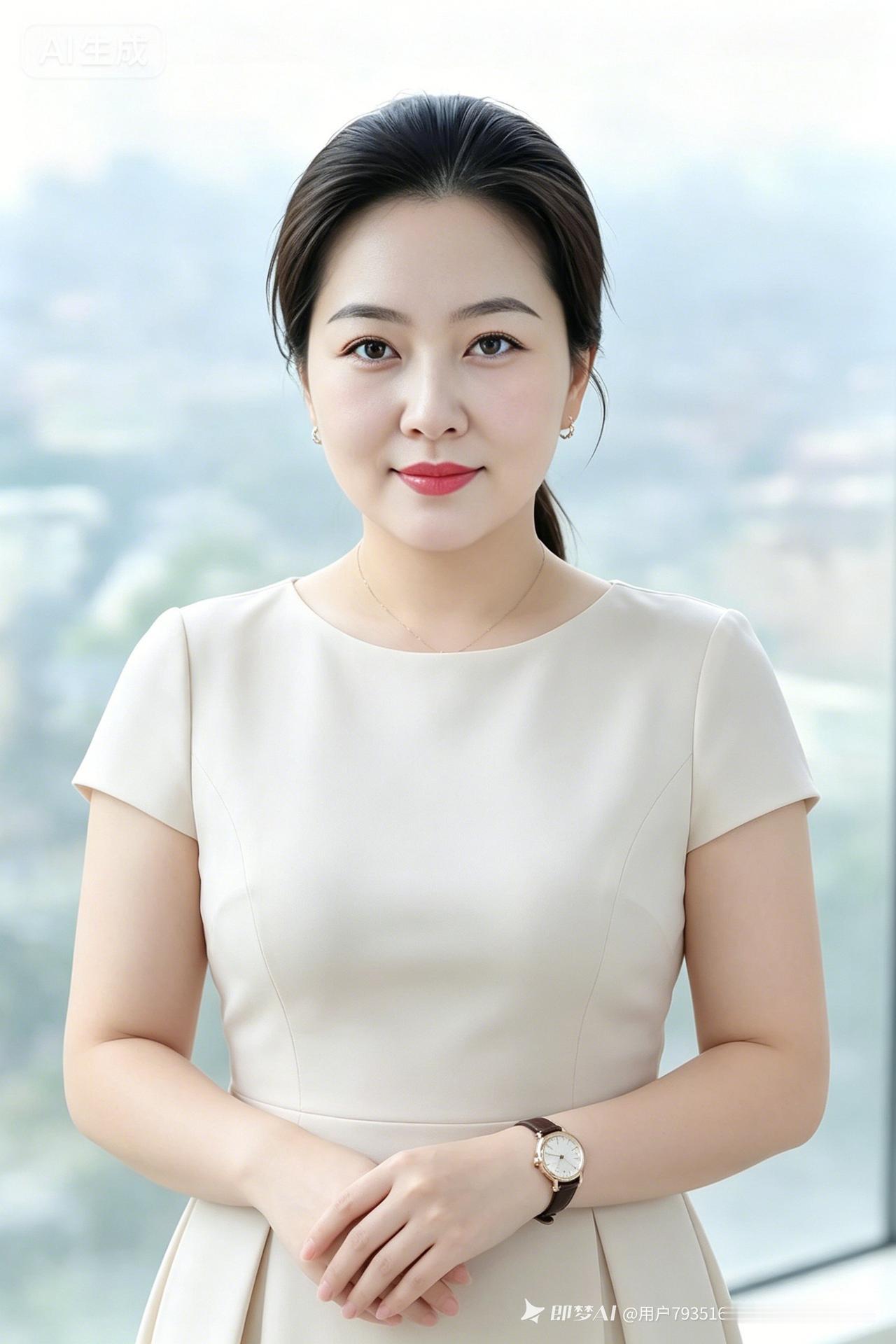 赞温婉佳人云鬓轻挽气质柔，素衣淡雅韵风流。明眸蕴善心头暖，浅笑含仁品性优。