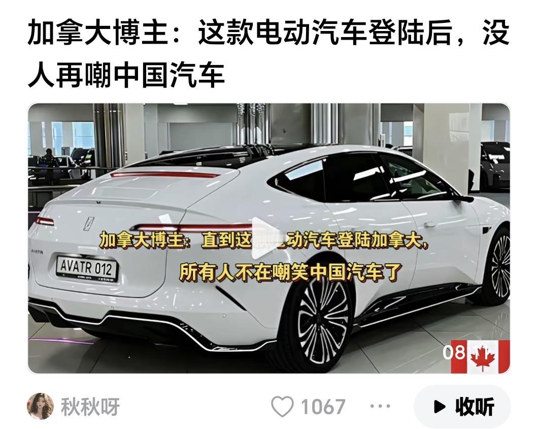 加拿大博主：这款电动车登陆以后，没有人再嘲笑中国的汽车。​​在国内汽车市场上