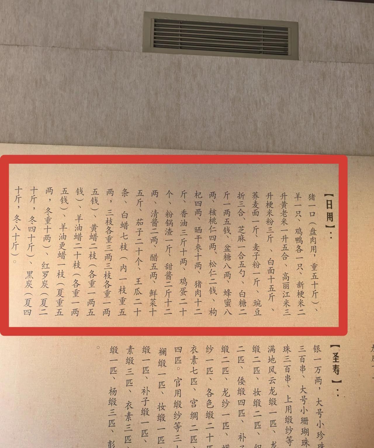 看看古代皇太后的日用花销，会不会太奢侈了？日用明细:1】猪一口(盘肉用，重五