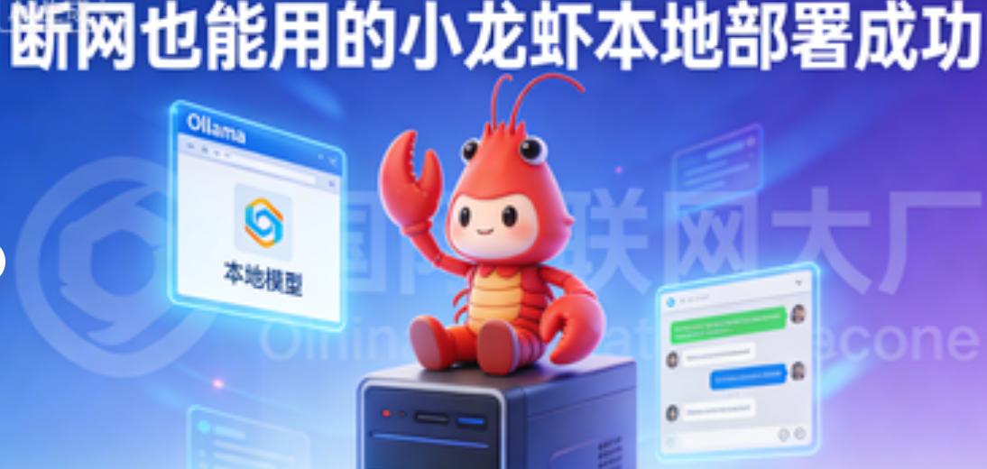 断网使用的‘小龙虾’本地部署终于成功了！最近小龙虾OpenClaw成为了全国热词