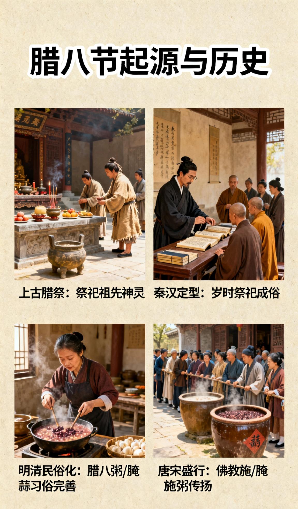 腊八节的起源和历史你了解多少腊八节起源上古腊祭，本是祭祀祖先神灵、祈福驱疫的仪式