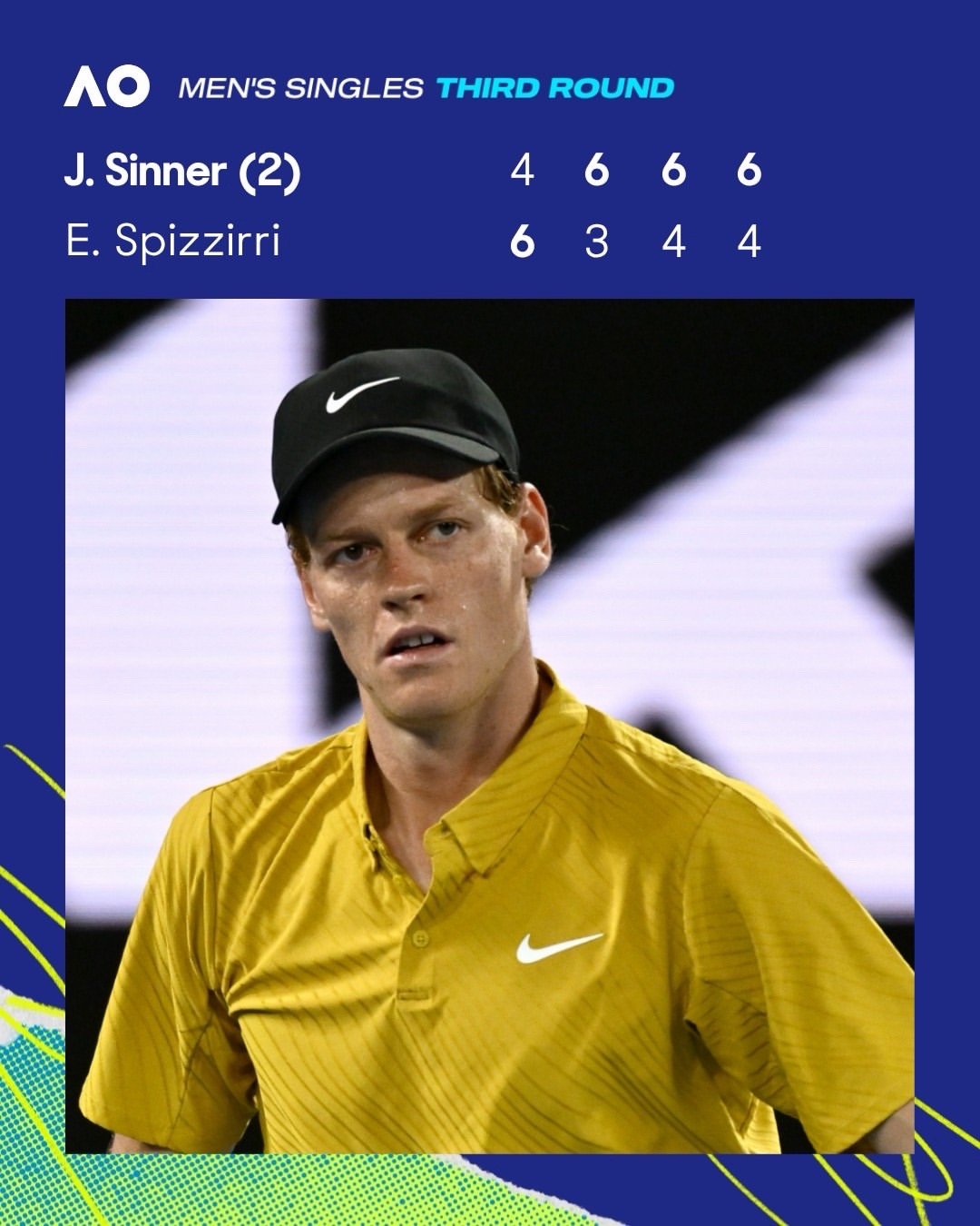 还有什么能够阻挡辛纳？高温、抽筋都阻挡不了……抽筋恢复这么快，太强了！今天辛纳4