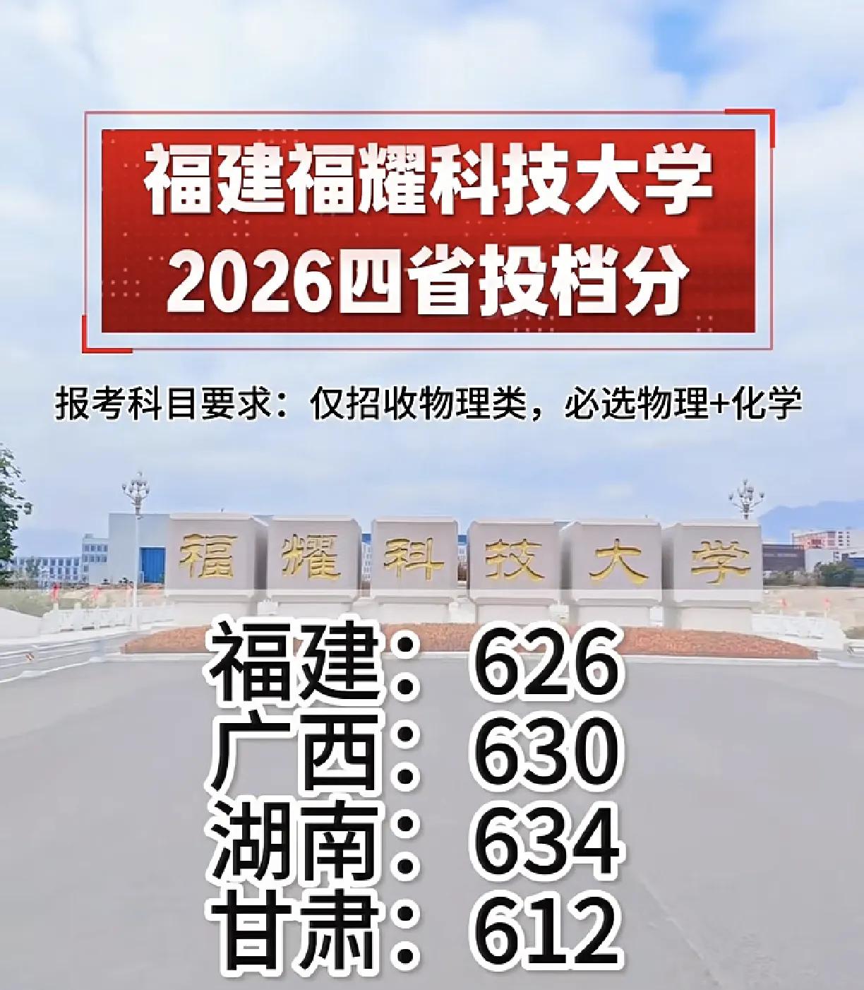 福耀科技大学成功守住四个省份的招生，面向8个省份招生100名，目前已出来四个省份