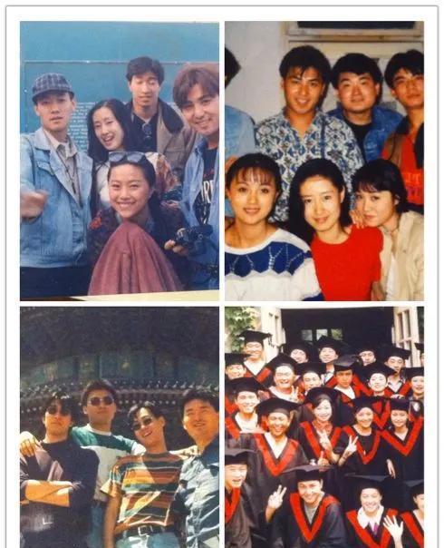 朱媛媛、刘敏涛、辛柏青大学时期的合影，对比他们毕业后，结婚生娃后的合影，还是大学