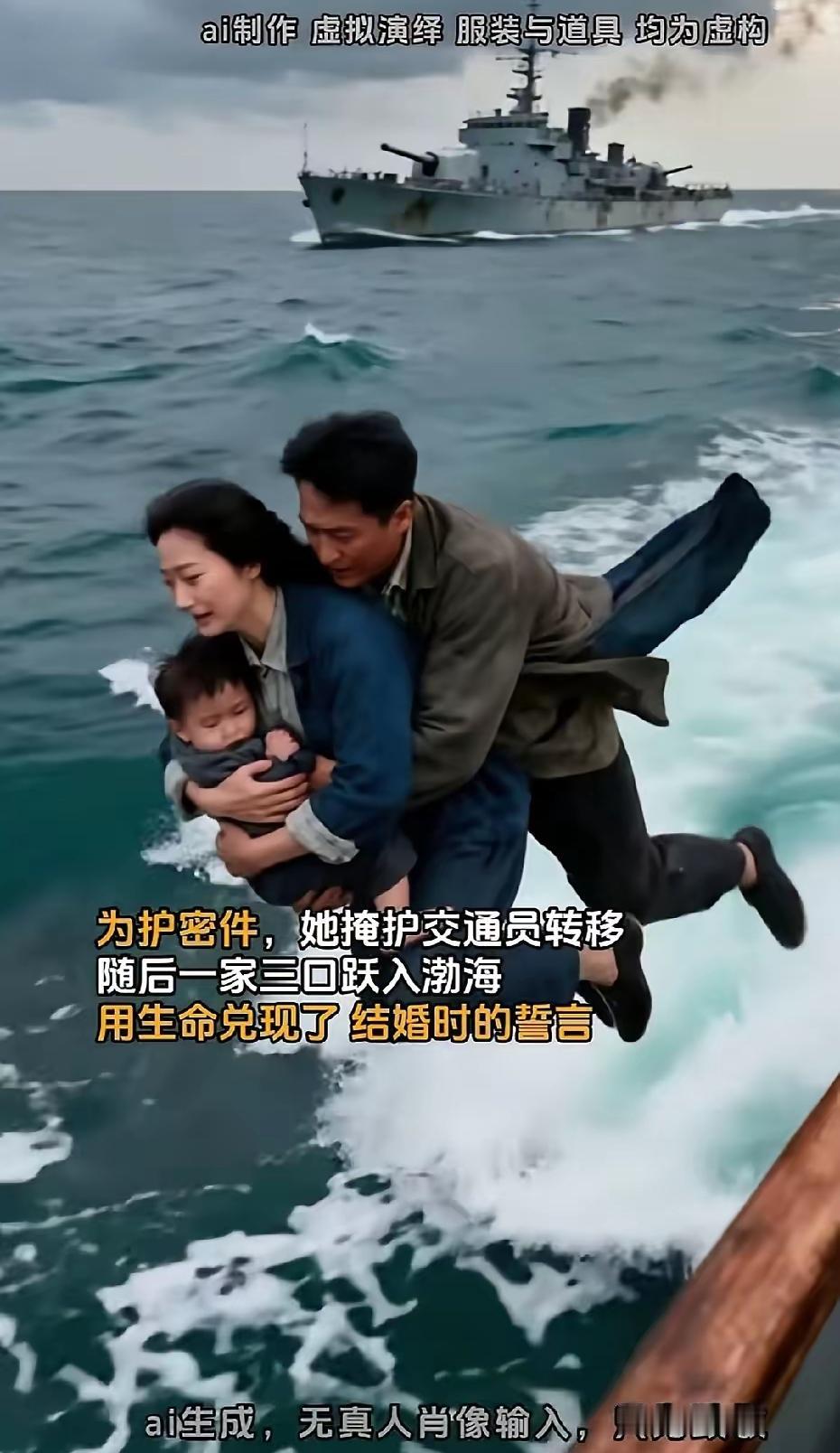 看那一家三口跳海的片段，眼泪一下就砸在手机屏上了！敌人的脚步声越来越近，枪