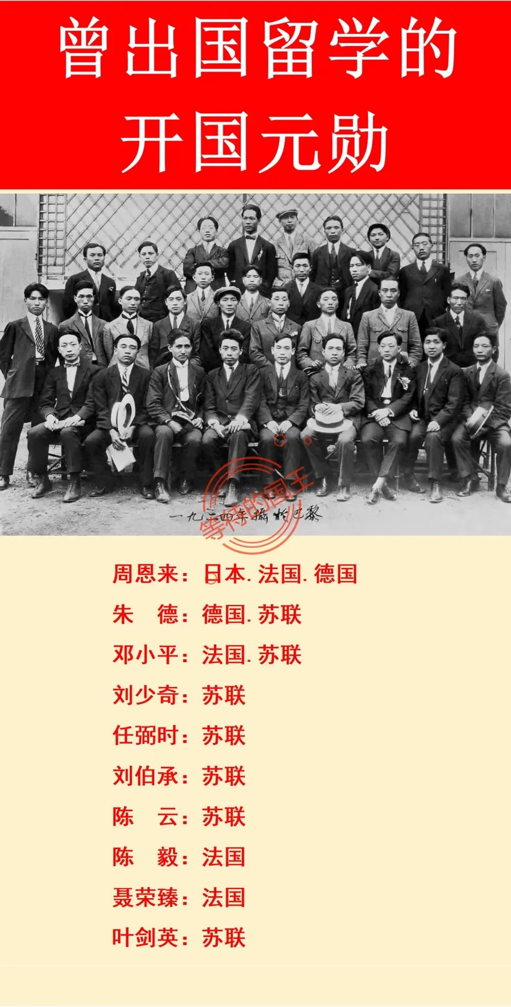 周恩来曾到日本、法国、德国留学。