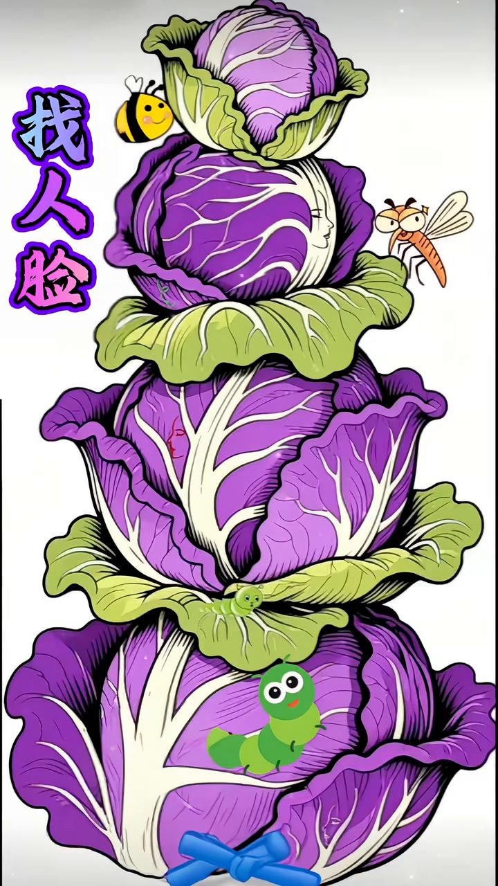 全网都在找菜花图中隐藏着四张人脸，能找到三张人脸都挺厉害的。要是能找到四张人脸，