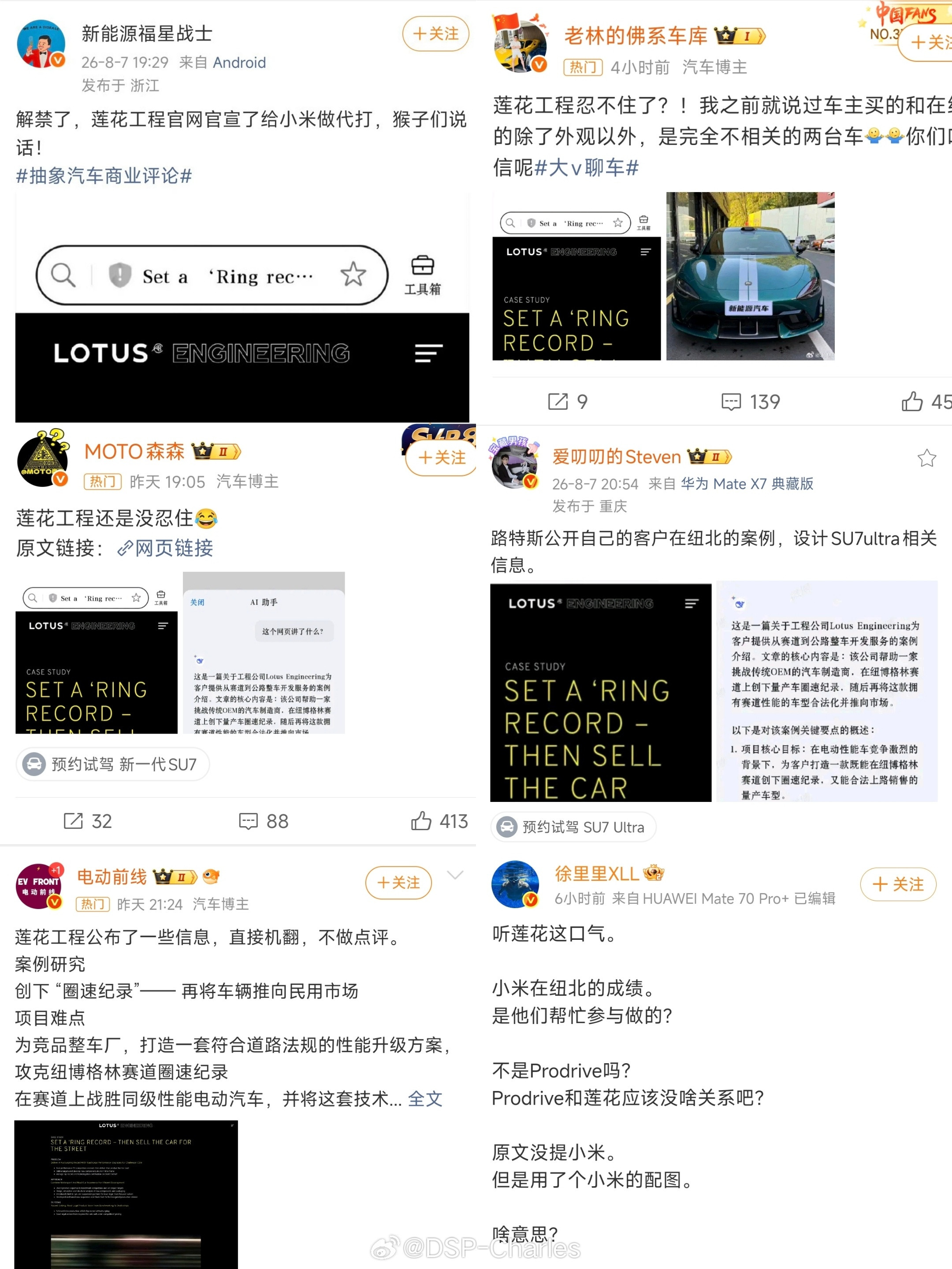 小米汽车找路特斯工程提供咨询，辅助SU7Ultra刷纽北。既然你也有这个能力，