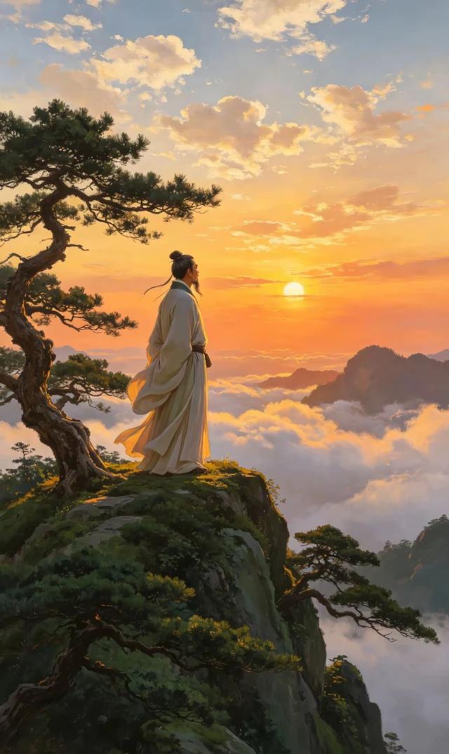 上联：残阳泣血，古道埋霜，往事随风沉断壁；下联：晨曦初白，新街铺金，今日亦换了