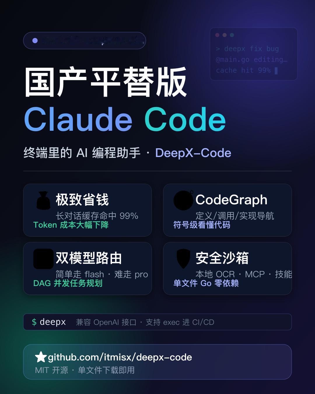 国产开源版"ClaudeCode"来了！专为DeepSeek调教，长对话省