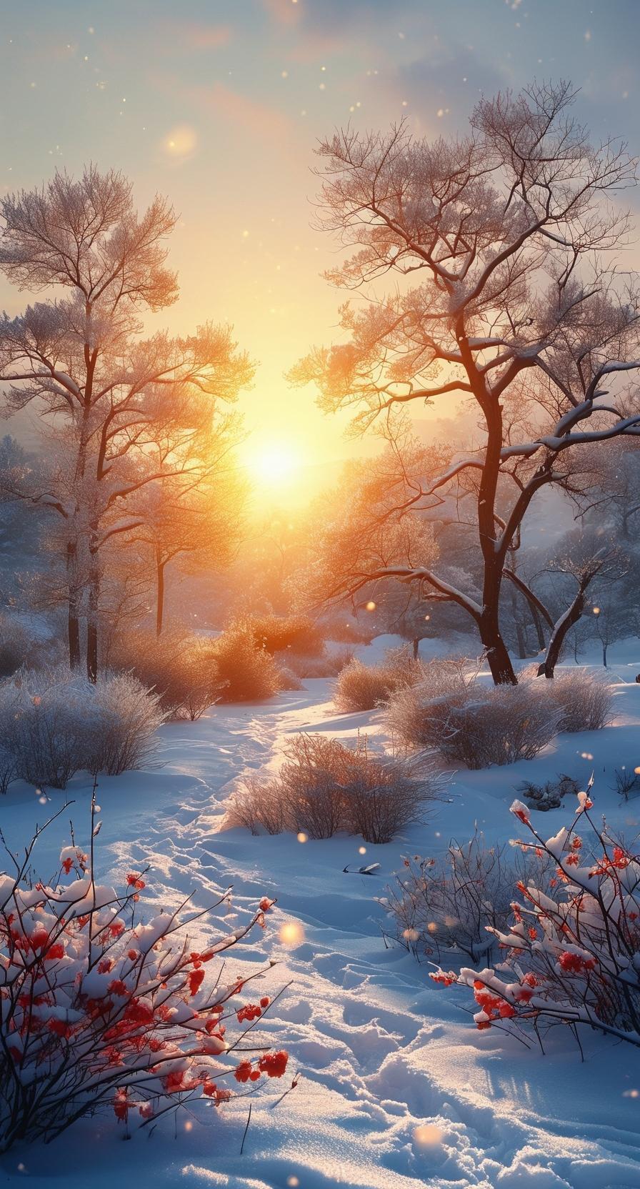 【冬日暖阳】寒风萧瑟雪纷飞，炉火微光暖意归。梅开傲雪迎春早，一抹温情在人