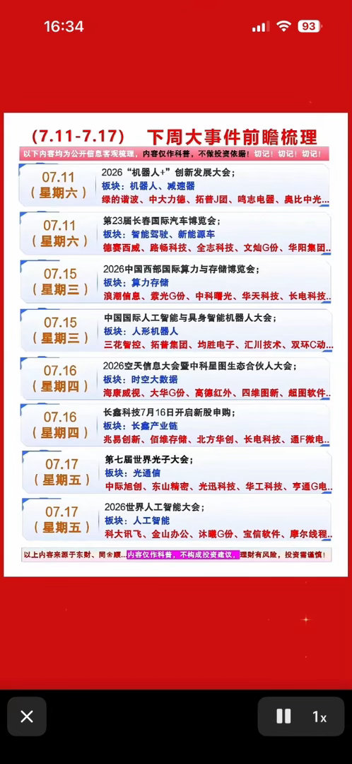 下周大事件前瞻梳理📅7.11-7.17，精彩不容错过！下周（7.11-