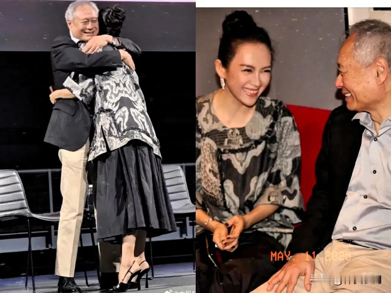 章子怡和李安，足足拥抱了20秒！这20秒，不管李安想了什么我打赌，章子怡的心