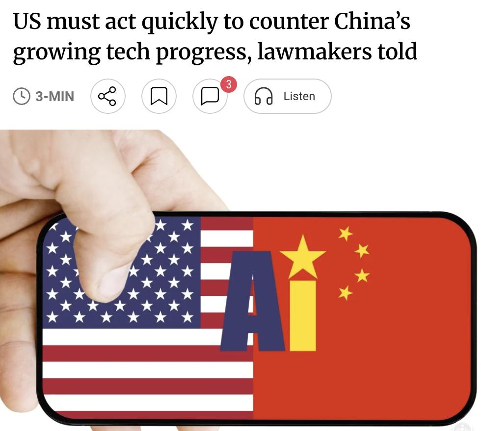 外媒：美国部分政策人士认为，中国正成为对美国全球地位的重大挑战，美国需要加快科技