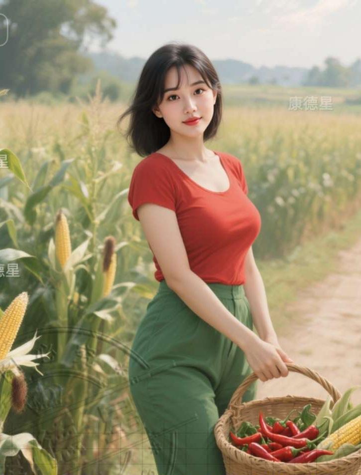 劳动创造了美，那天，媳妇拿着筐在玉米地里拍张照更靓丽…朴实劳动风貌田园劳作照