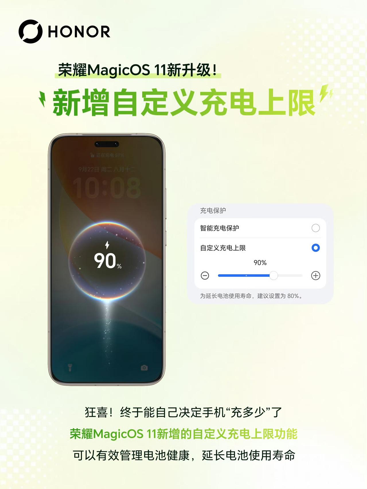 太实用了!手机"充到多少电"你自己说了算!「MagicOS11」新增自定义充