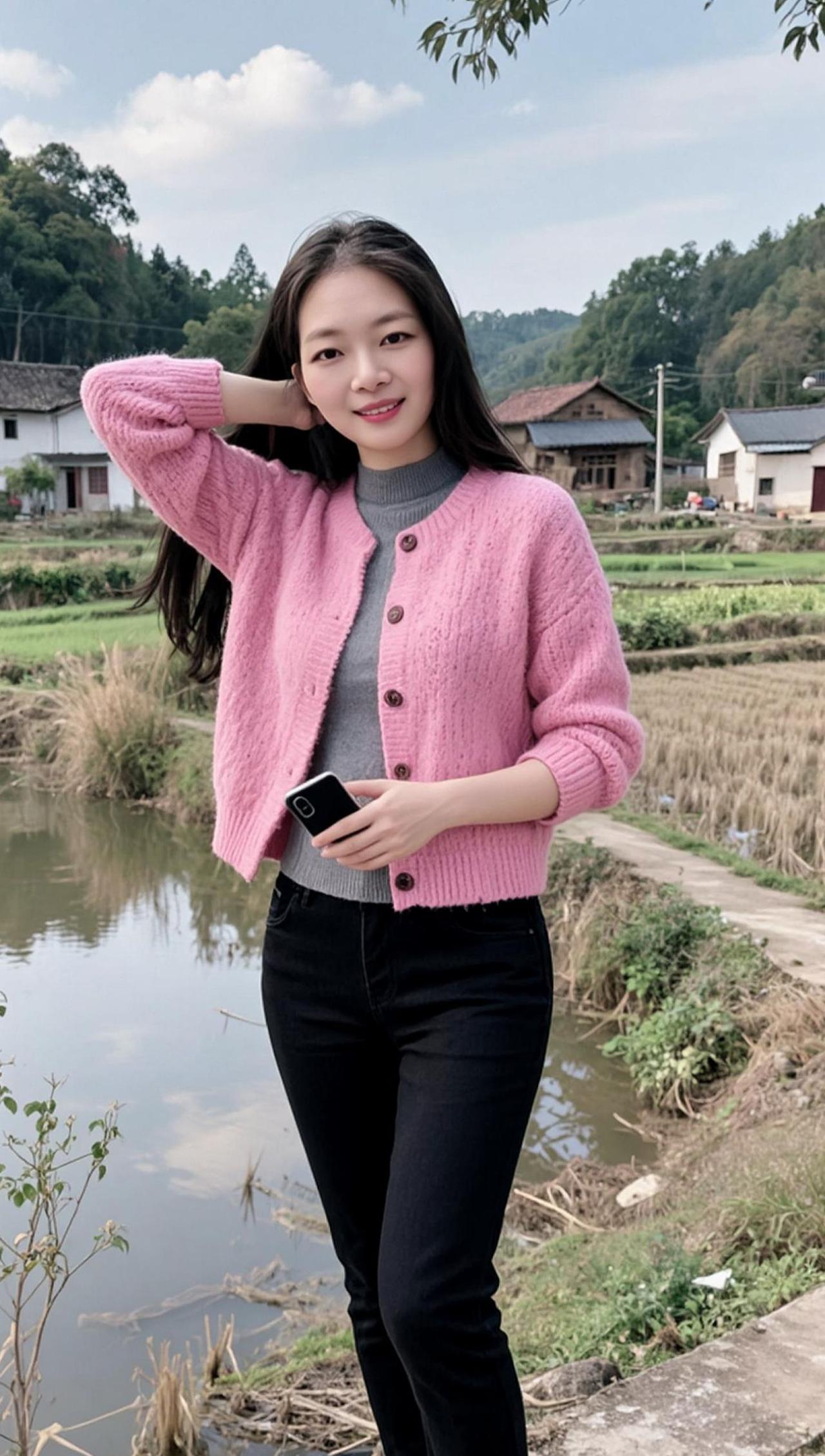 AI田园生活照我的乡村生活农村生活甜系女孩穿搭