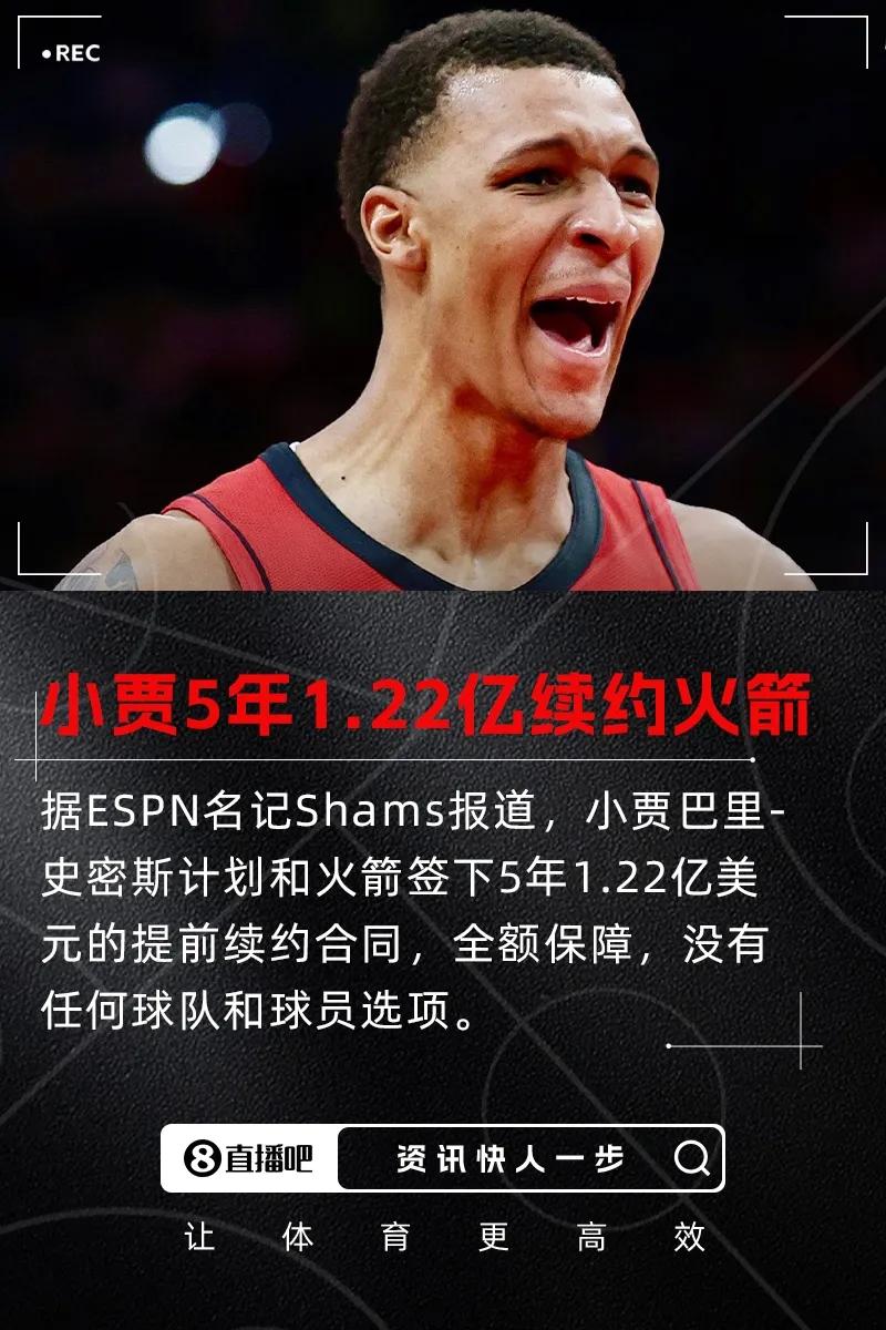 队记：小贾巴里明夏有机会拿更高的薪资但他喜欢留在休斯敦6月30日讯ESP