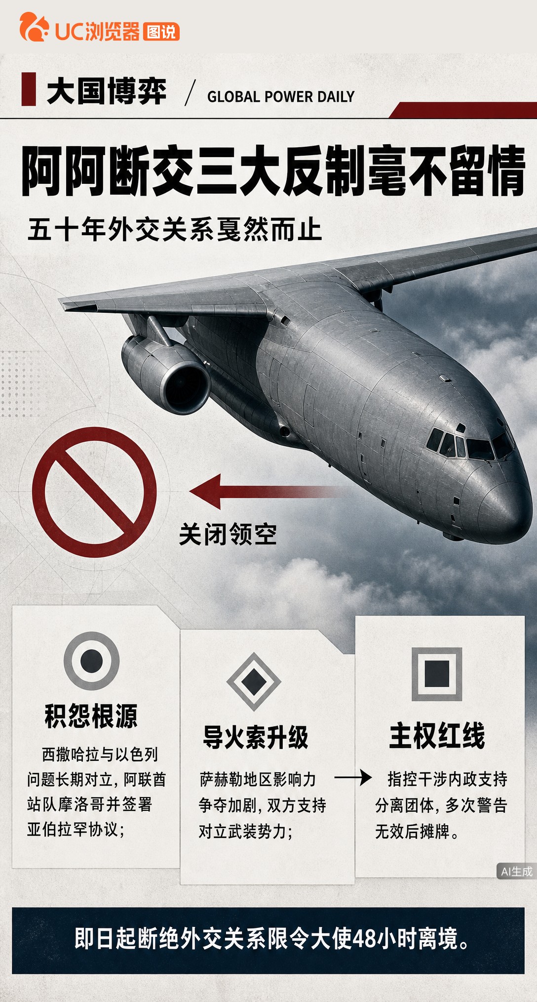 阿尔及利亚突然与阿联酋断交、禁飞军机，50年关系戛然而止。从西撒哈拉站队到萨赫勒暗斗，矛盾层层叠加，