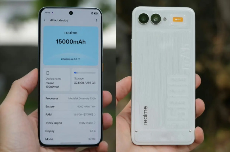 真我15000mAh新机曝光，从系统UI来看，这款手机似乎就叫“15000mAh