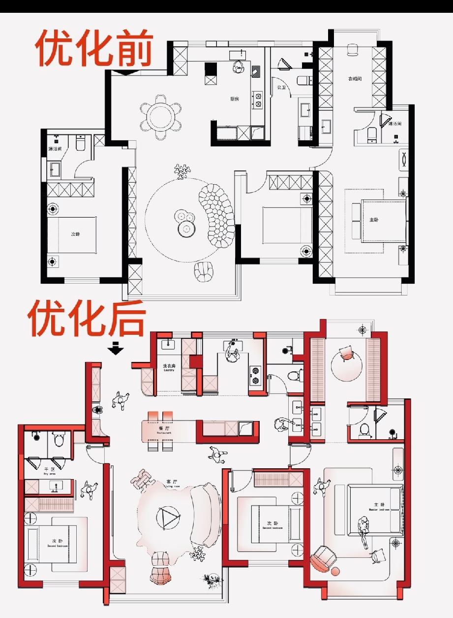 这套户型的整体设计，不少人都告诉我华而不实。原本顺畅的过道被硬生生拆成两段，实际