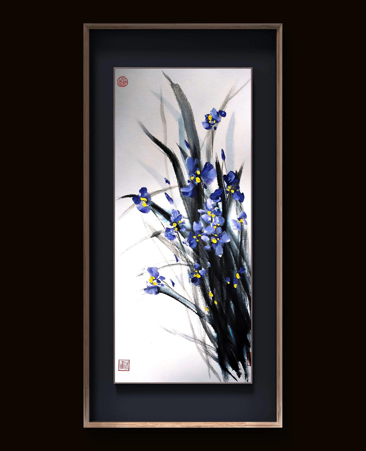 鸢尾花国画写意花鸟