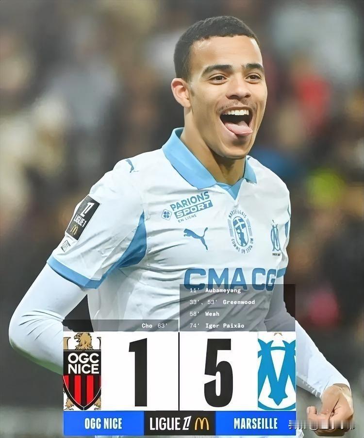 法甲变天了，格林伍德带领马赛登顶法甲!在法甲第13轮比赛在中，前曼联太子格林