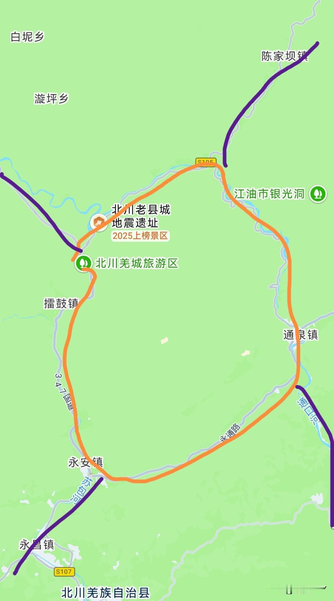 北川5A级景区打造应该以4个节点城镇为基础，开辟这条旅游环线。道路通了，旅游的人