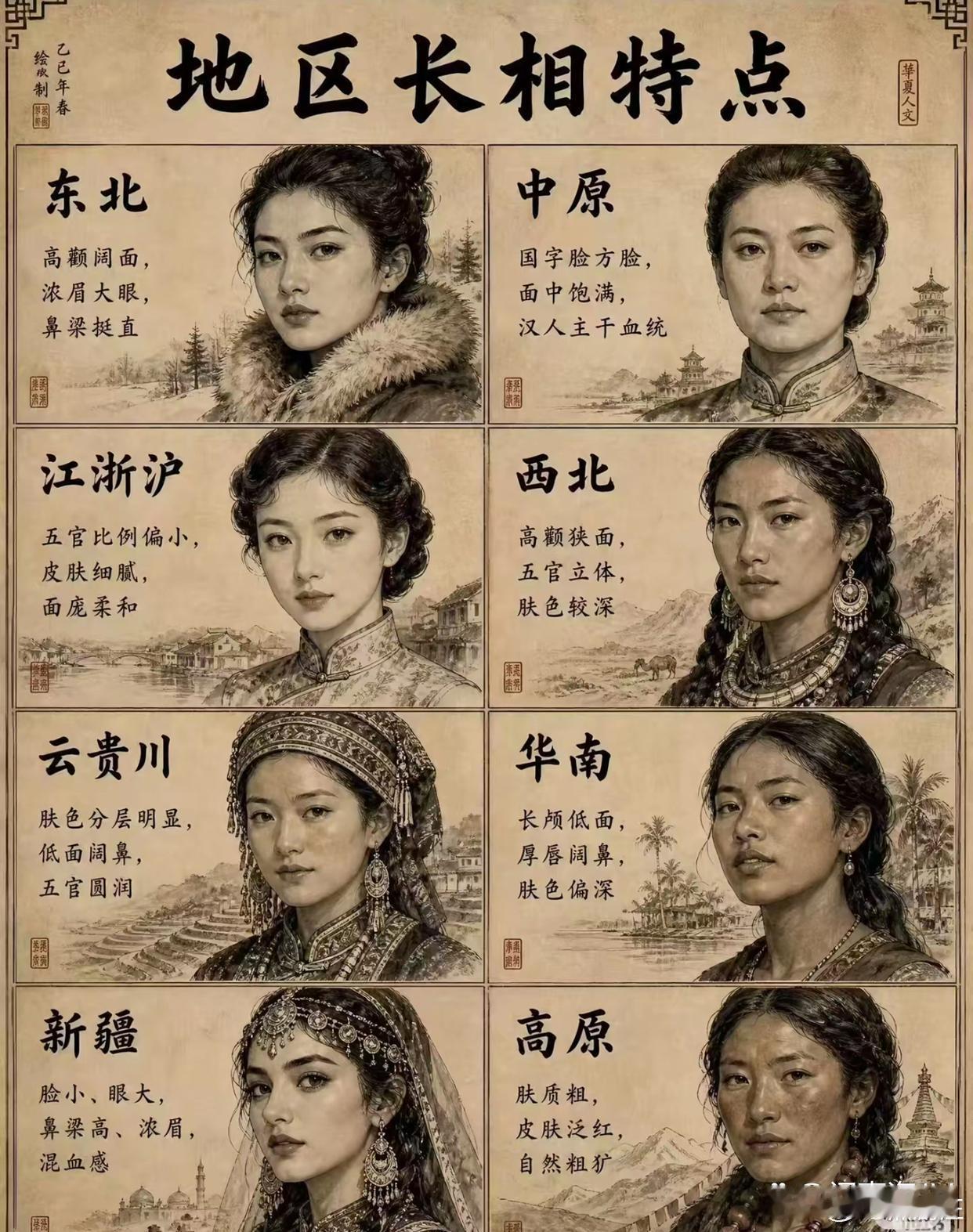 中国不同地区女人的长相