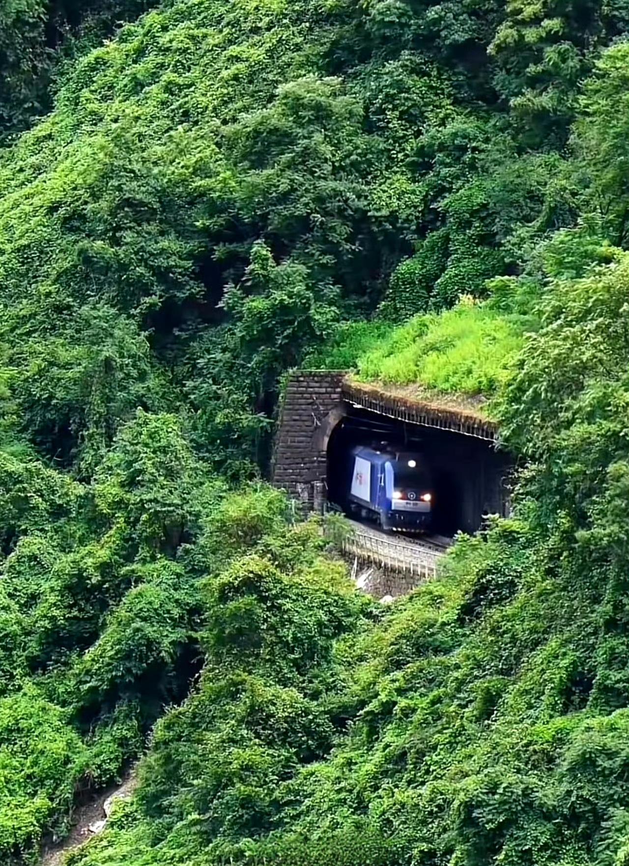 你没看错，这是正在穿越秦岭的火车。[赞]​​​