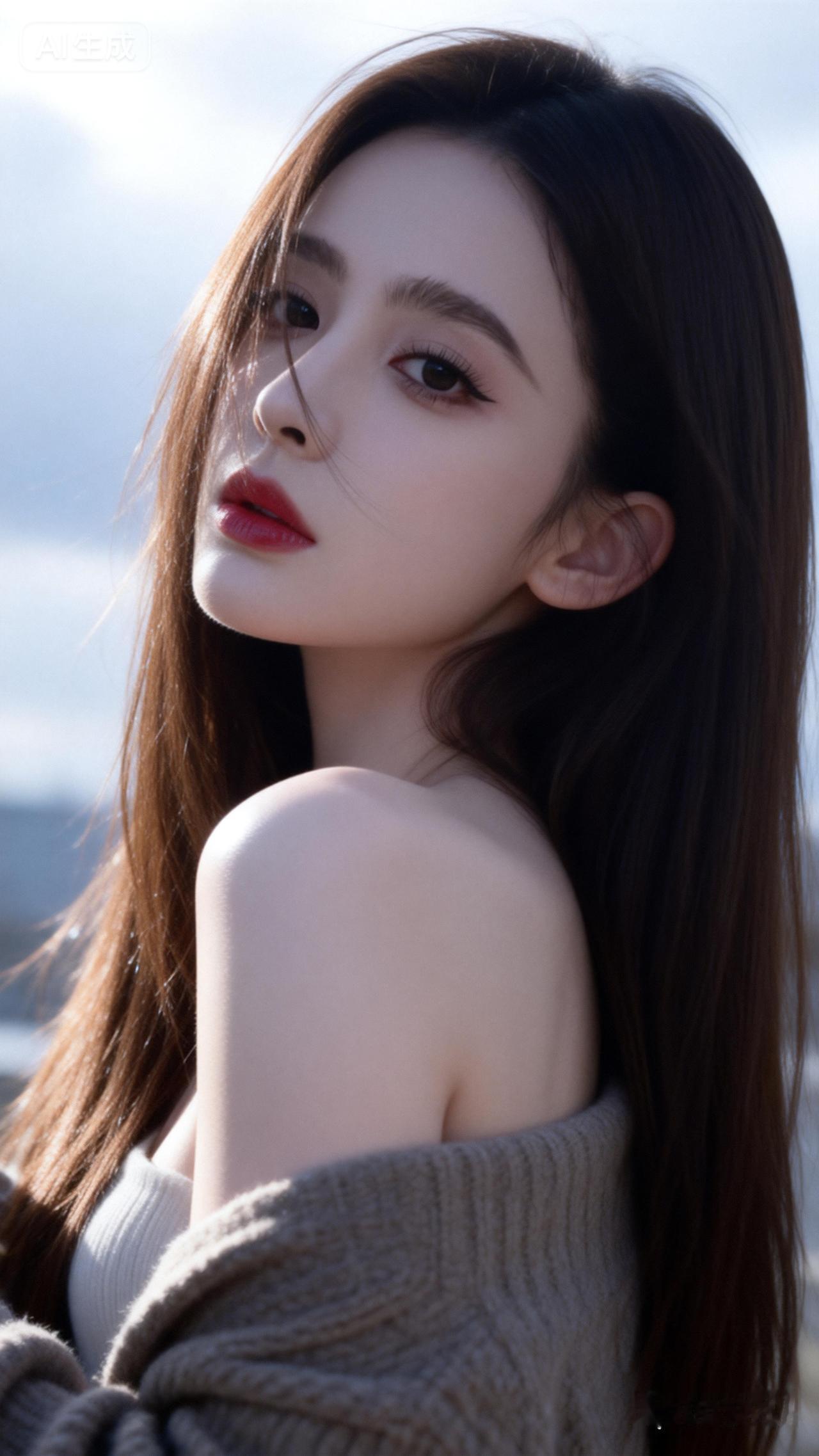 温柔红唇，自然妆容，优雅气质，女神范儿