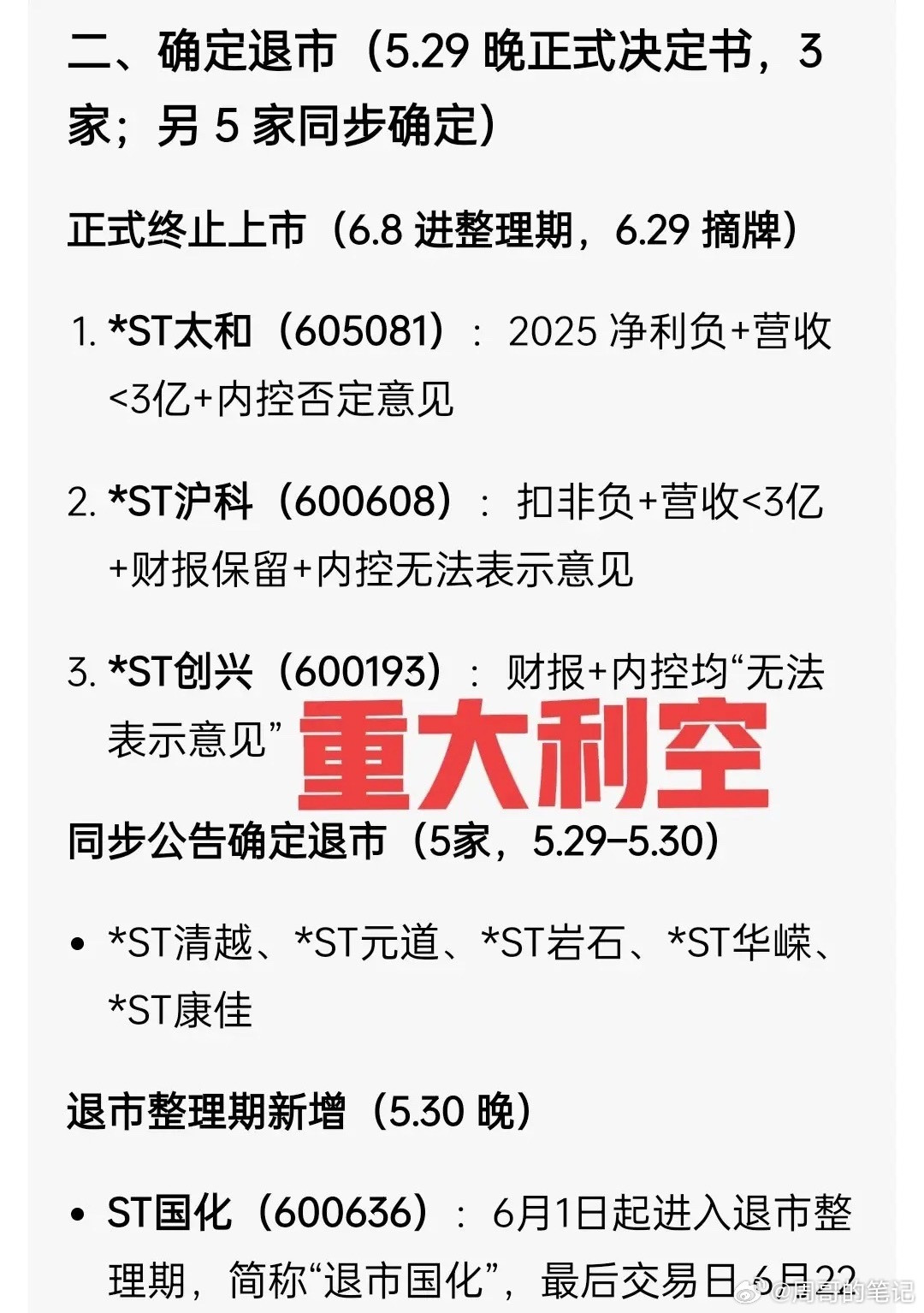 周末暴雷！8家公司确定退市，两家被立案调查，多家公司被股东大幅减持！其中以高位的