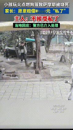 太残忍！两男孩玩烟花点燃狗笼，可怜的狗狗被活活烧死！2月1日，江苏连云港东海