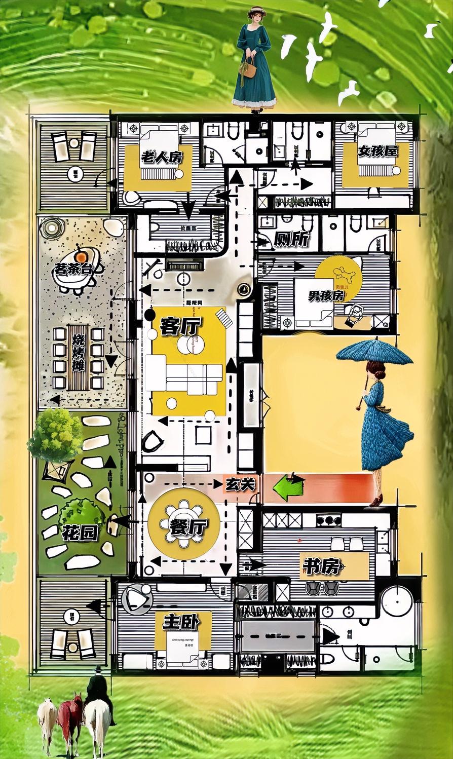 自成风景的双拼,阳台造四个,布局干过三横厅,动线是253㎡最美的风景,苦修十个月