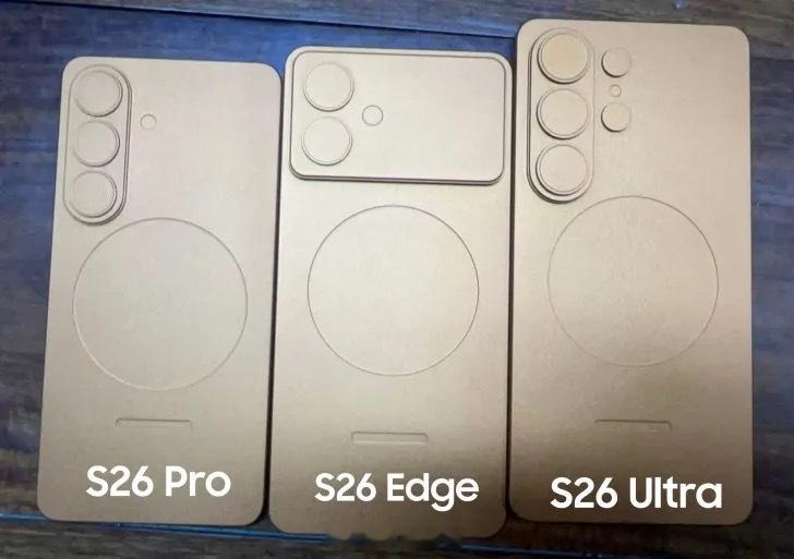 外媒发的三星S26系列外观渲染图S26Edge双摄加了横向大矩阵S26