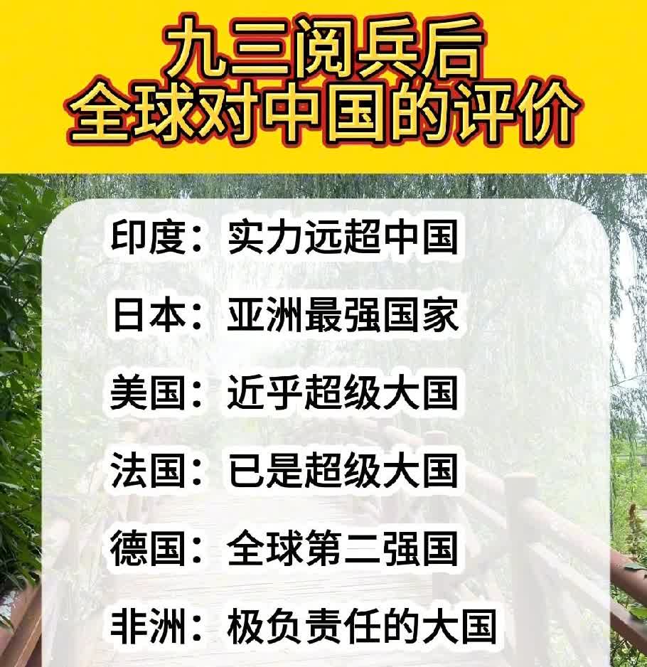 世界几个主要国家对我国的评论你认为准确吗？