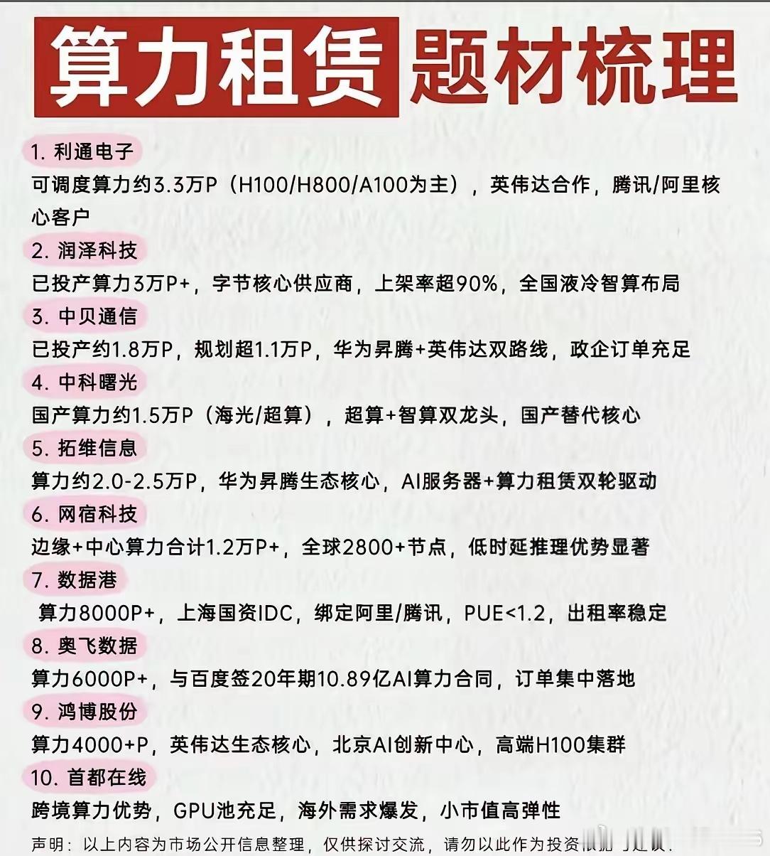 算力租赁赛道梳理当前算力租赁赛道，主要围绕两大主线展开：一是绑定头部互联网大厂、