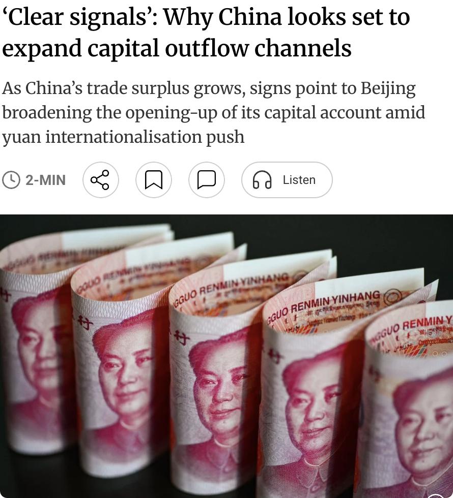 外媒：中国贸易顺差持续扩大为资本账户进一步开放创造条件。渣打银行大中华区及北亚首