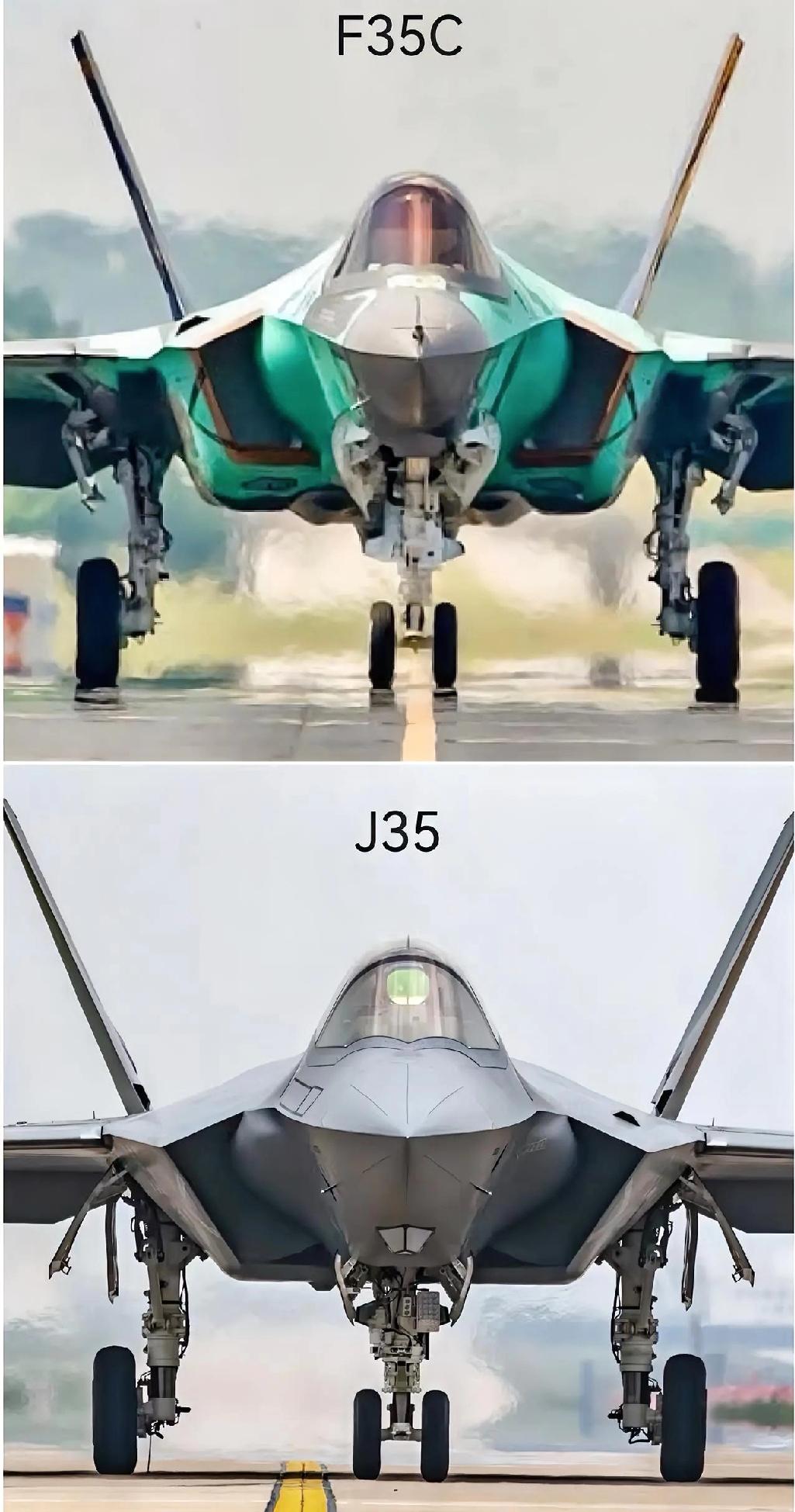 歼-35和F-35谁好看？自家的孩子肯定更好看。而且歼-35是双发重型战斗机