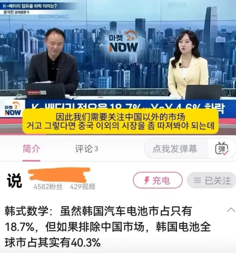 韩国媒体：“韩国汽车电池大胜，占全球市场份额40.3%，但不能将中国市场计算在内